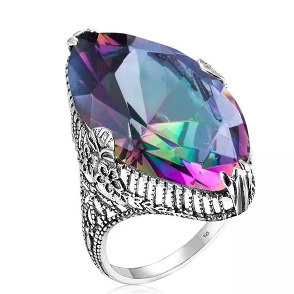 Topaz Marquize, STONE. 925 ST SLV The Third Pic Is The Real One - Picture 1 of 7